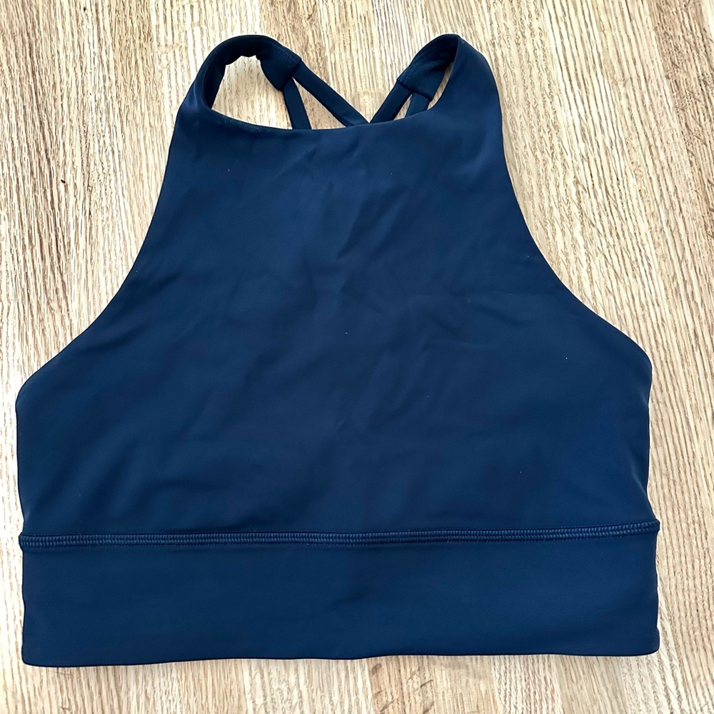 Lululemon Energy Bra Long Line High Neck - True Navy, size 6